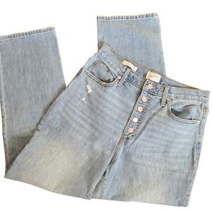 Universal Thread‎ Light Wash Button Fly Distressed Straight Leg Jeans Size 12 31